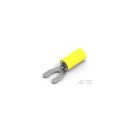 Te Connectivity Fork Terminal, #10 Stud Size, 10 AWG, 600 V, Vinyl, PVC Insulated, Yellow 52963-2